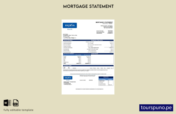 listo para imprimir extracto de hipoteca de Israel Dexia Bank plantilla en Word 